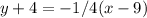 y+4=-1/4(x -9)