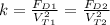 k = \frac{F_D_1}{V_{T1}^2} = \frac{F_D_2}{V_{T2}^2}