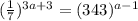 (\frac{1}{7})^{3a+3} = (343)^{a-1}