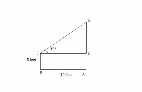 A person is standing \(40\) ft from a light post and can see the top of the light at a \(35^\circ\)