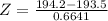 Z = \frac{194.2 - 193.5}{0.6641}
