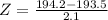 Z = \frac{194.2 - 193.5}{2.1}