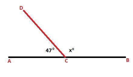 Hi The point C lies on a straight line AB and CD is a ray . If /ACD = 470 and /DCB = x0, find the va