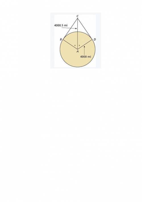 You fly a hot air balloon 0.5 miles above the ground. What is the measure of BD⌢, the portion of Ear