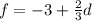 f=-3+\frac{2}{3} d