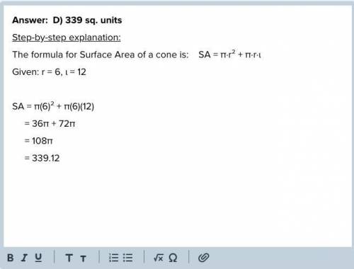 What is the surface area of the right cone below?