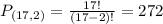 P_{(17,2)} = \frac{17!}{(17-2)!} = 272