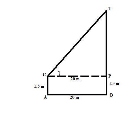 A student stands 20 m away from the foot

of a tree and observes that the angle of elevation of the