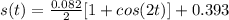 s(t) = \frac{0.082}{2} [1 + cos(2t) ] +  0.393