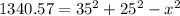 1340.57=35^2+25^2-x^2