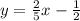 y=\frac{2}{5}x - \frac{1}{2}