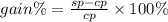 gain\% = \frac{sp - cp}{cp}  \times 100\%