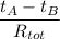 \dfrac{t_A - t_B}{R_{tot}}