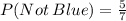 P(Not\:Blue)=\frac{5}{7}