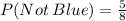 P(Not\:Blue)=\frac{5}{8}