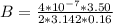 B  =  \frac{ 4\p *10^{-7} *3.50}{2 * 3.142* 0.16}