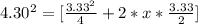 4.30^2    =  [\frac{3.33^2}{4} +2 * x * \frac{3.33}{2} ]