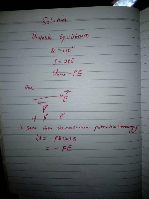 An electric dipole having dipole moment of magnitude p is placed in a uniform electric field having