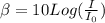 \beta = 10 Log(\frac{I}{I_0} )