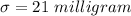 \sigma  = 21 \ milligram