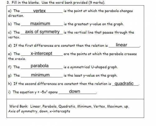 Please solve it 90 POINTS please help- PLEASE HELP its Identify the following for the quadratic rela