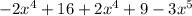 -2x^4+16+2x^4+9-3x^5