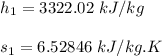 h_1 = 3322.02 \ kJ/kg\\\\ s_1 = 6.52846 \ kJ/kg.K