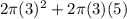 2 \pi (3)^2+2 \pi (3)(5)