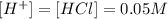 [H^+]=[HCl]=0.05M