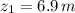 z_{1} = 6.9\,m