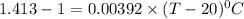 1.413-1  = 0.00392 \times (T-20)^0C}