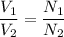 \dfrac{V_1}{V_2}=\dfrac{N_1}{N_2}