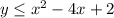 y\leq x^2-4x+2