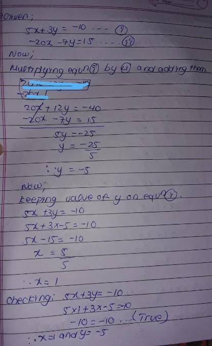 PLZ HELP ITS 20 POINTS Using the linear combination method, what is the solution to the system of li