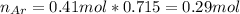 n_{Ar}=0.41mol*0.715=0.29mol