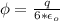 \phi =  \frac{q}{6 *  \epsilon _o  }