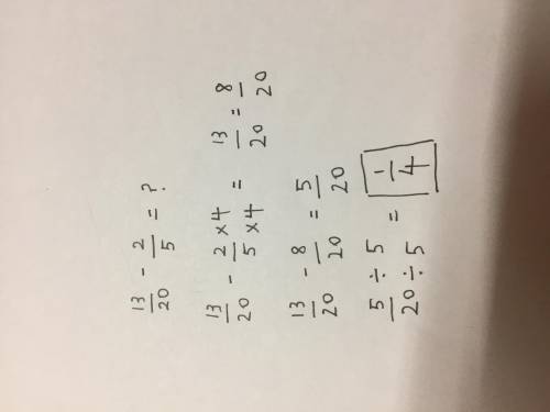 How to subtract LCD - 13/20 - 2/5