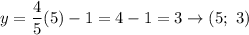 y=\dfrac{4}{5}(5)-1=4-1=3\to(5;\ 3)