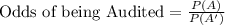 \text{Odds of being Audited}=\frac{P(A)}{P(A')}