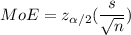 $ MoE = z_{\alpha/2}(\frac{s}{\sqrt{n} } ) $