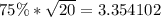 75\%*\sqrt{20} = 3.354102