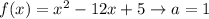 f(x)=x^2-12x+5\to a=1