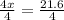 \frac{4x}{4}  =  \frac{21.6}{4}