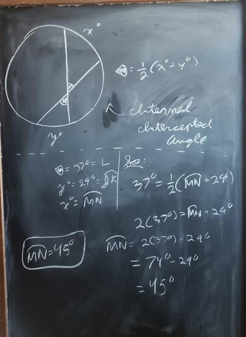 What is the measure of MN?
A. 45
B. 29
C. 74
D. 37