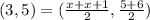 (3,5) = ( \frac{x + x + 1}{2} , \frac{5 + 6}{2 } )