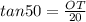 tan50 = \frac{OT}{20}