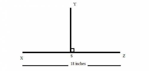 Ys is the perpendicular bisector of xz. What is the length of Xs if xz is 18 inches long?