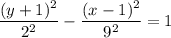 \dfrac{(y + 1)^2}{2^2} -\dfrac{(x - 1)^2}{9^2} = 1