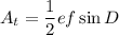 A_t = \dfrac{1}{2}ef \sin D