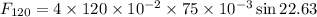 F_{120}=4\times120\times10^{-2}\times75\times10^{-3}\sin22.63